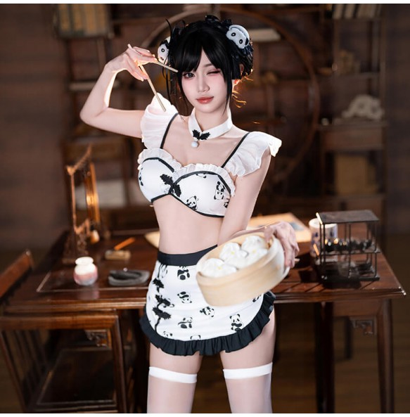 FEE ET MOI - Panda Pattern Chinese Girl Costume (Black - White)